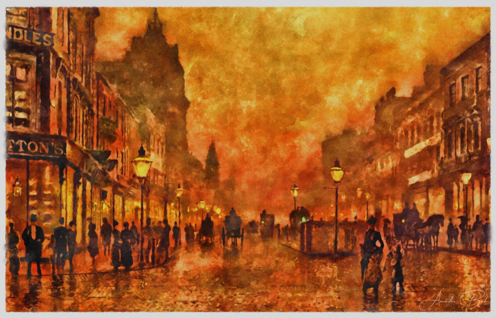 Recreation of Street at Night By John A, Grimshaw - WaterPaint